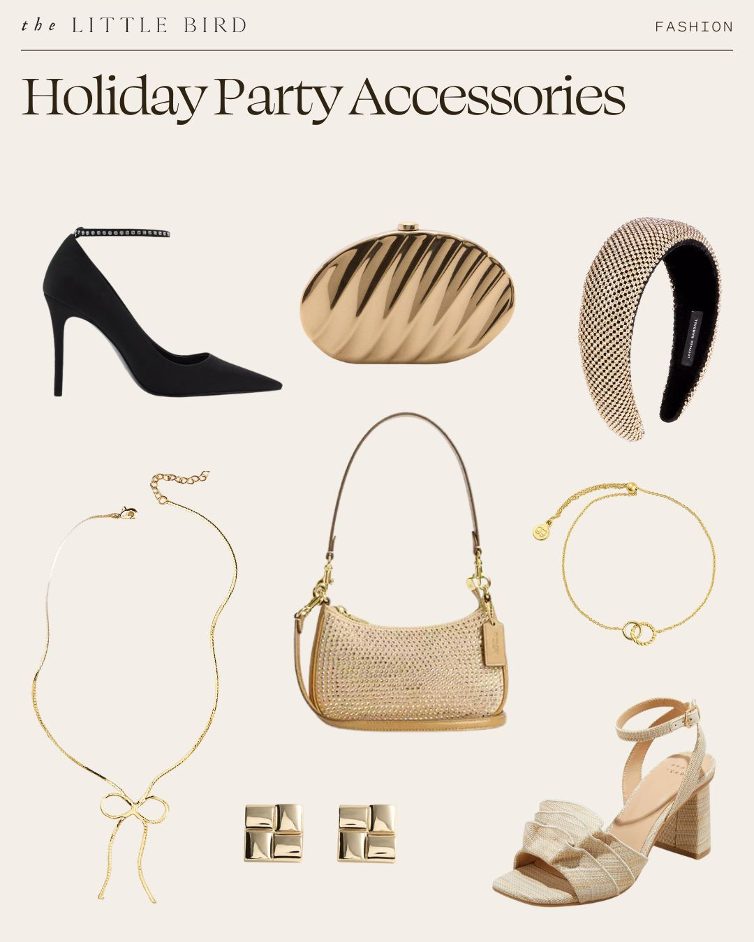 Elevate your holiday look with these must-have accessories! From elegant heels and sparkling clutches to statement jewelry and chic headbands, these pieces add the perfect touch of glam for any festive gathering. Complete your outfit and shine bright this season! ✨ Holiday party essentials, festive accessories, elegant evening accessories, glam holiday style, statement jewelry for parties, holiday outfit inspiration. 

 #LTKHoliday #LTKParties #LTKStyleTip
