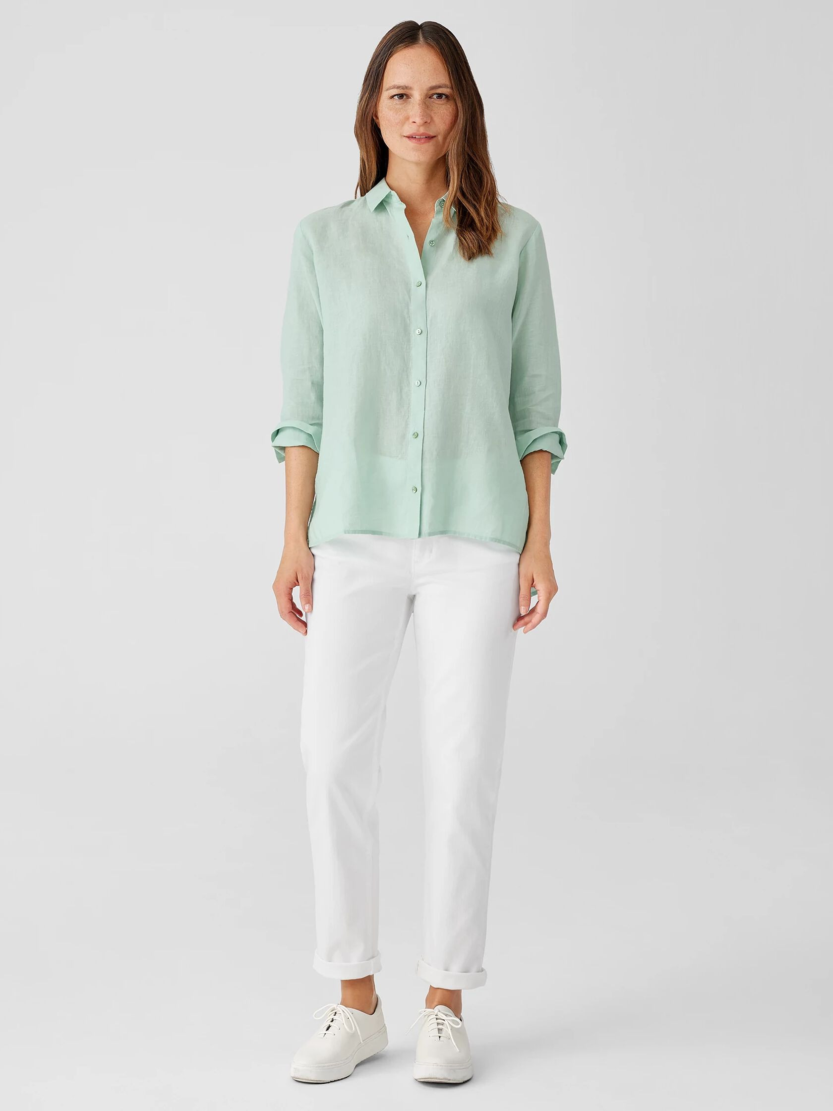 Handkerchief Linen Classic Collar Shirt | Eileen Fisher