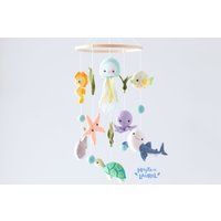 Ocean Baby Mobile, Sea Creatures Crib Nautical Cot Nursery Decor, Shower Gift, Boy Mobile | Etsy (US)