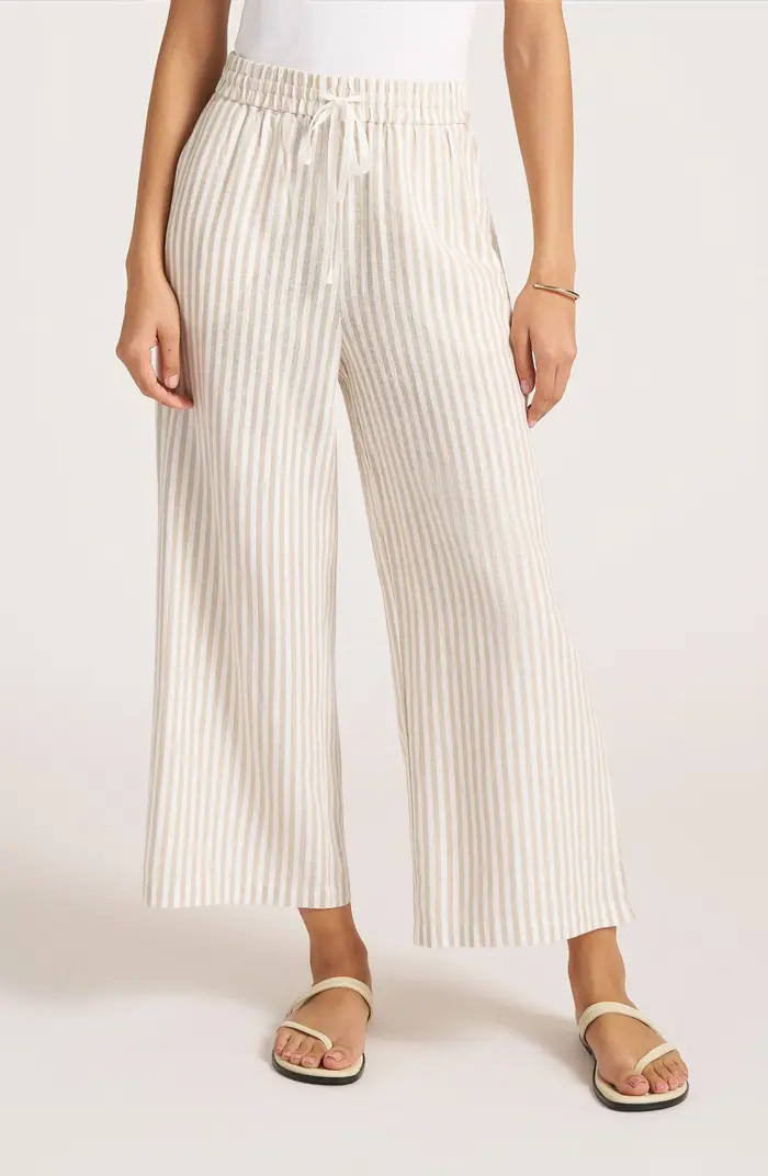 Beverly Relaxed Stripe Linen Blend Drawstring Pants | Nordstrom
