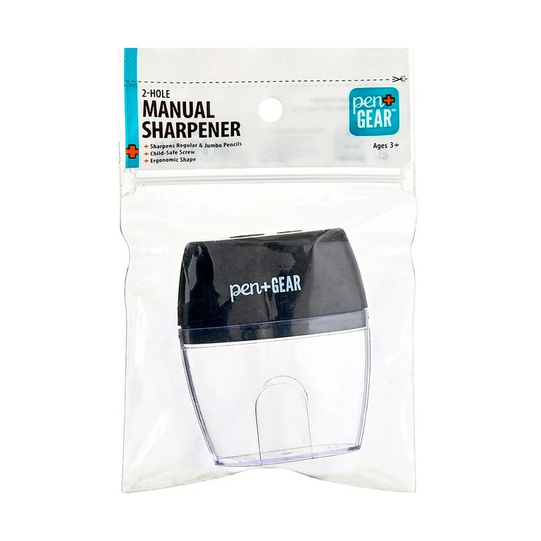 Pen+Gear 2-Hole, Handheld Manual Pencil Sharpener, Black, 1 Count | Walmart (US)