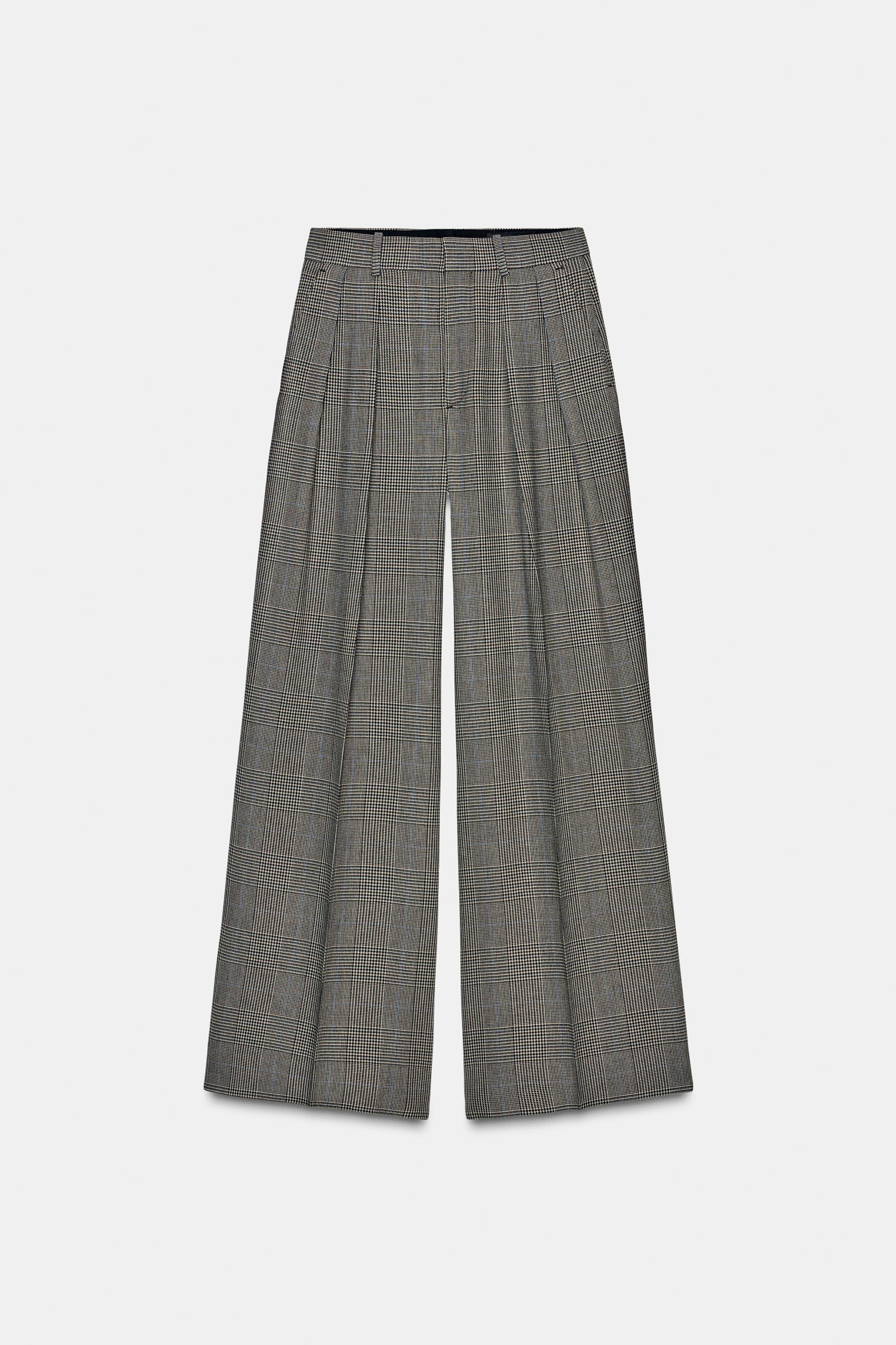 ZW COLLECTION PLAID PLEATED WIDE LEG PANTS | Zara DE
