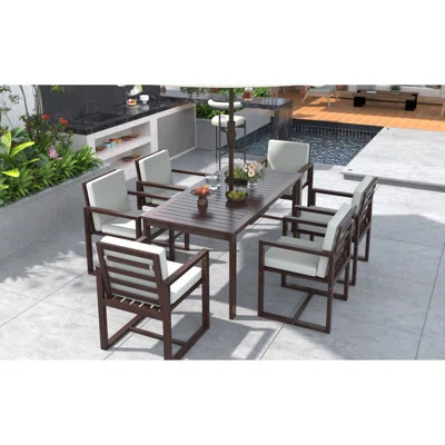 Patio Dining Set Outdoor Dining Table And Chair Set With And Removable Cushions For Patio, Backyard, Garden | Wayfair North America