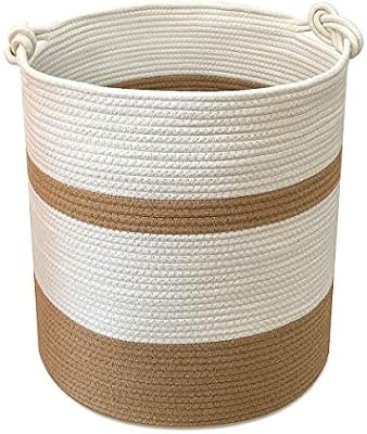 YouJia Extra Large Cotton Rope Basket 18"x16", Woven Baskets for Storing Blankets, Towels, Toys, ... | Amazon (US)
