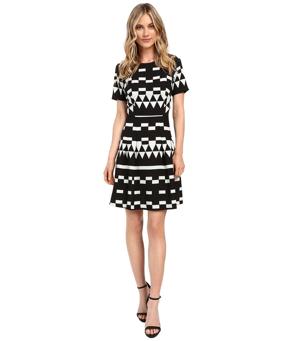 Nicole Miller - Aztec Lulu Fit and Flare (Black/White) Women's Dress | Zappos