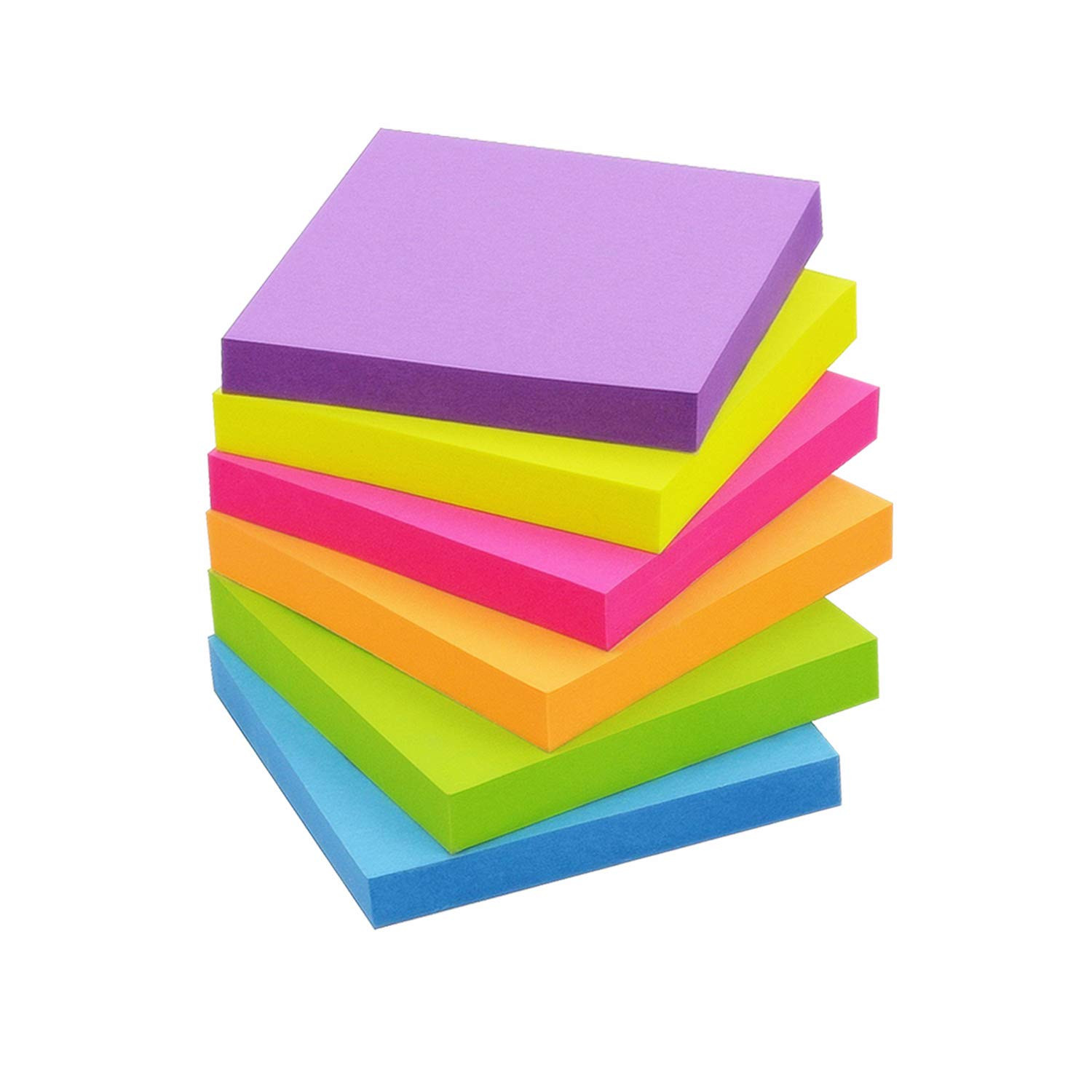 Sticky Notes 3x3 inch Bright Colors Self-Stick Pads 6 Pads/Pack 100 Sheets/Pad Total 600 Sheets | Amazon (US)