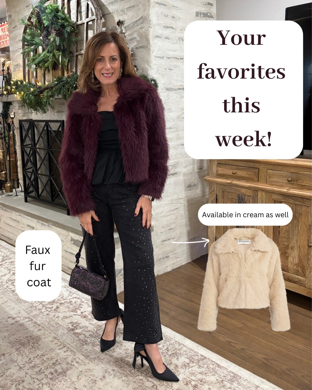 This week’s favorites for all the right reasons.  Affordable and perfect for the holiday season.
For sizing reference:
I’m 5’1 115lbs.
Size 2/4 in pants
Size small in tops
I’m wearing my true size in everything.
