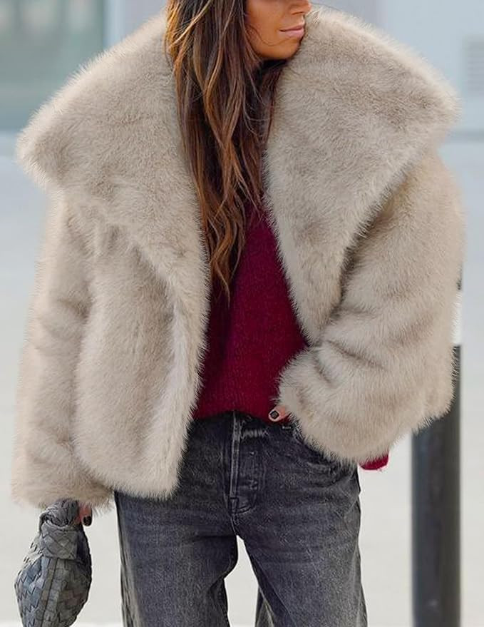 ZESICA Women's Winter Faux Fur Coats Fluffy Jacket 2025 Trendy Long Sleeve Lapel Shaggy Warm Oute... | Amazon (US)