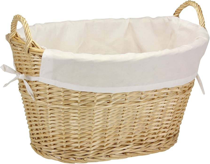Household Essentials Wicker Laundry Basket with Handles, Handwoven Willow, Removable and Washable... | Amazon (US)