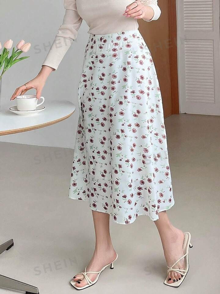 DAZY Women Elegant Floral Print Summer Holiday Casual Midi Skirt | SHEIN