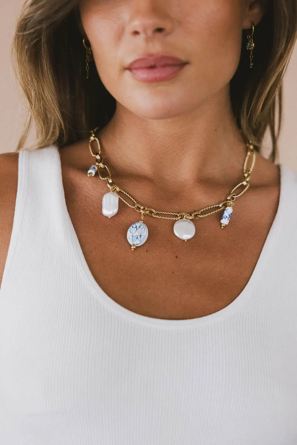 Lousia Blue Bead Charm Necklace | Böhme US