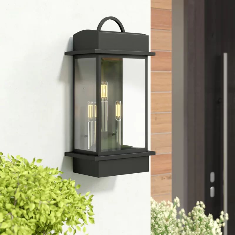 3 - Bulb 19.625'' H Beveled Glass Outdoor Wall Lantern | Wayfair North America