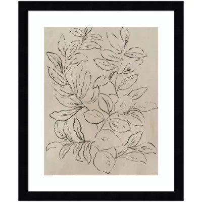 Amanti Art Outlined Leaves I Framed Wall Art Print, Black, Small | Belk