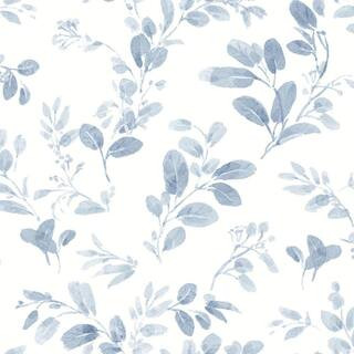 RoomMates 30.75 Sq Ft DANCING LEAVES BLUE PEEL & STICK WALLPAPER, blue/ white | The Home Depot