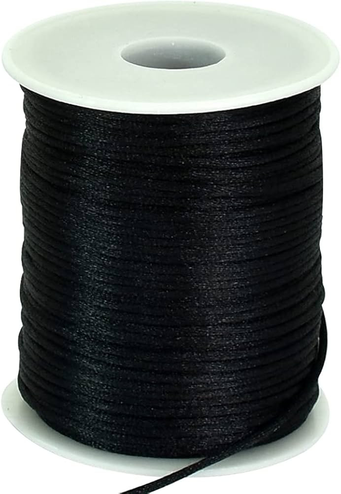 TONIFUL 2mm x 110 Yards Black Nylon Cord Satin String for Bracelet Jewelry Making Rattail Macrame... | Amazon (US)