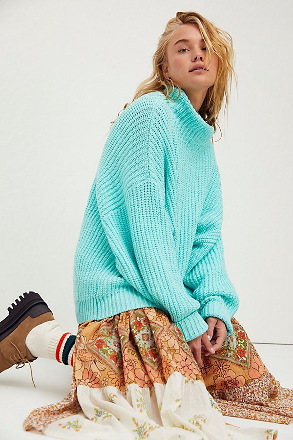 Swim Too Deep Pullover by Free People, Aqua, XS | Free People (Global - UK&FR Excluded)