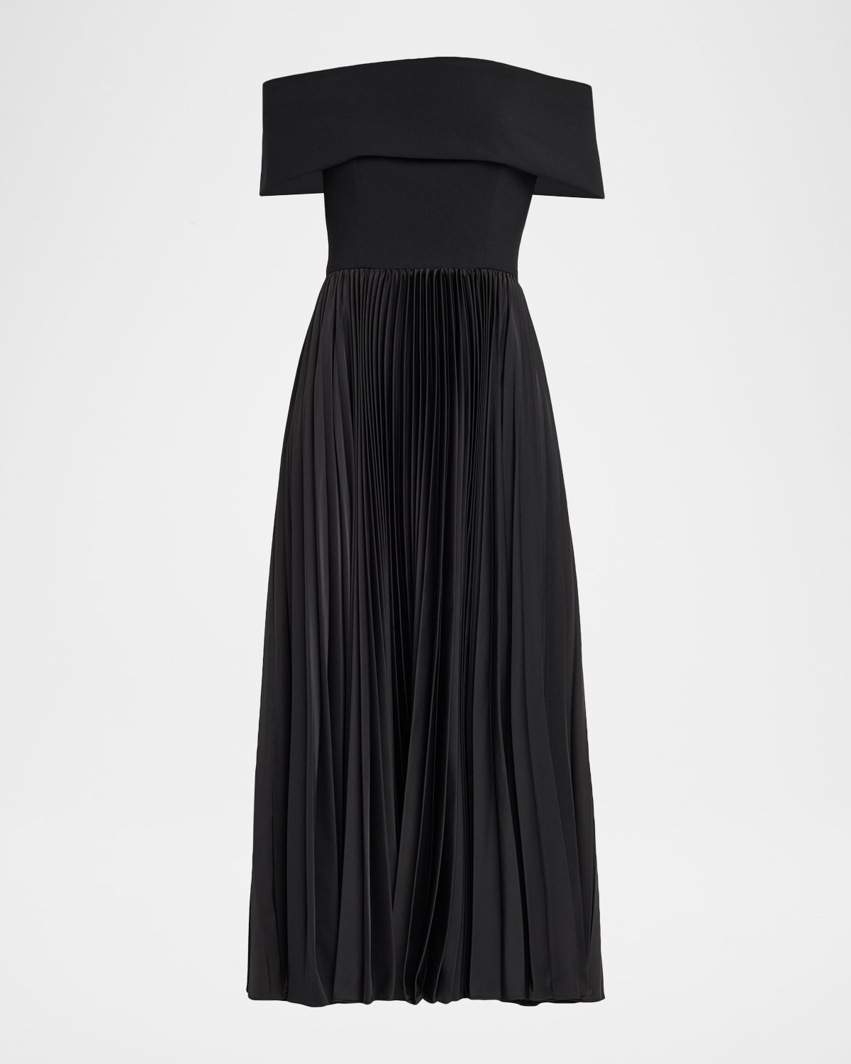 Stockton Pleated Off-Shoulder Midi Dress | Neiman Marcus