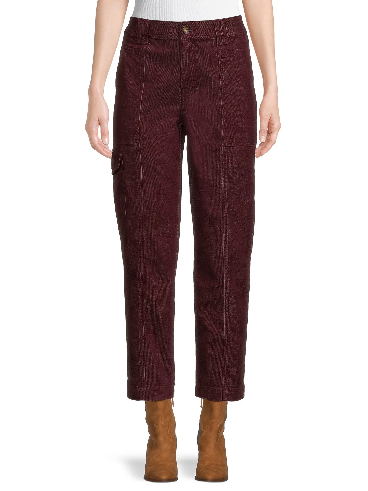 Time and Tru Women's Corduroy Straight Utility Pants, Inseam 27", Sizes 2-18 | Walmart (US)