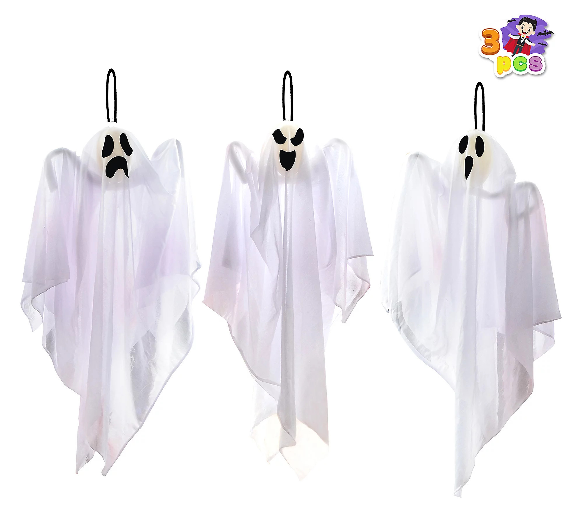 Joyfy 3x27.5"" Halloween Hanging Ghosts Decor | QVC