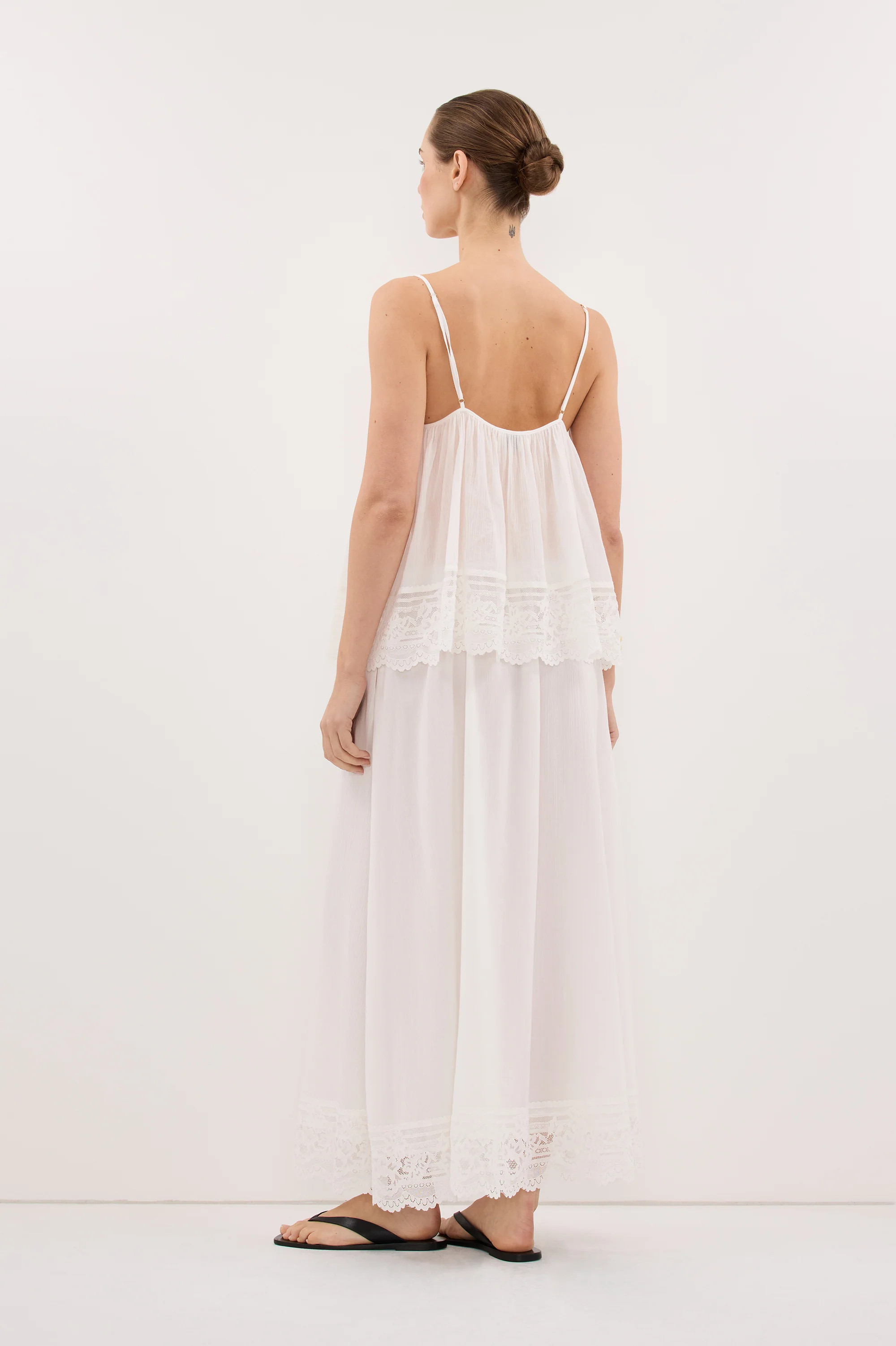 ELISA WHITE COTTON SHEER TOP | DISSH