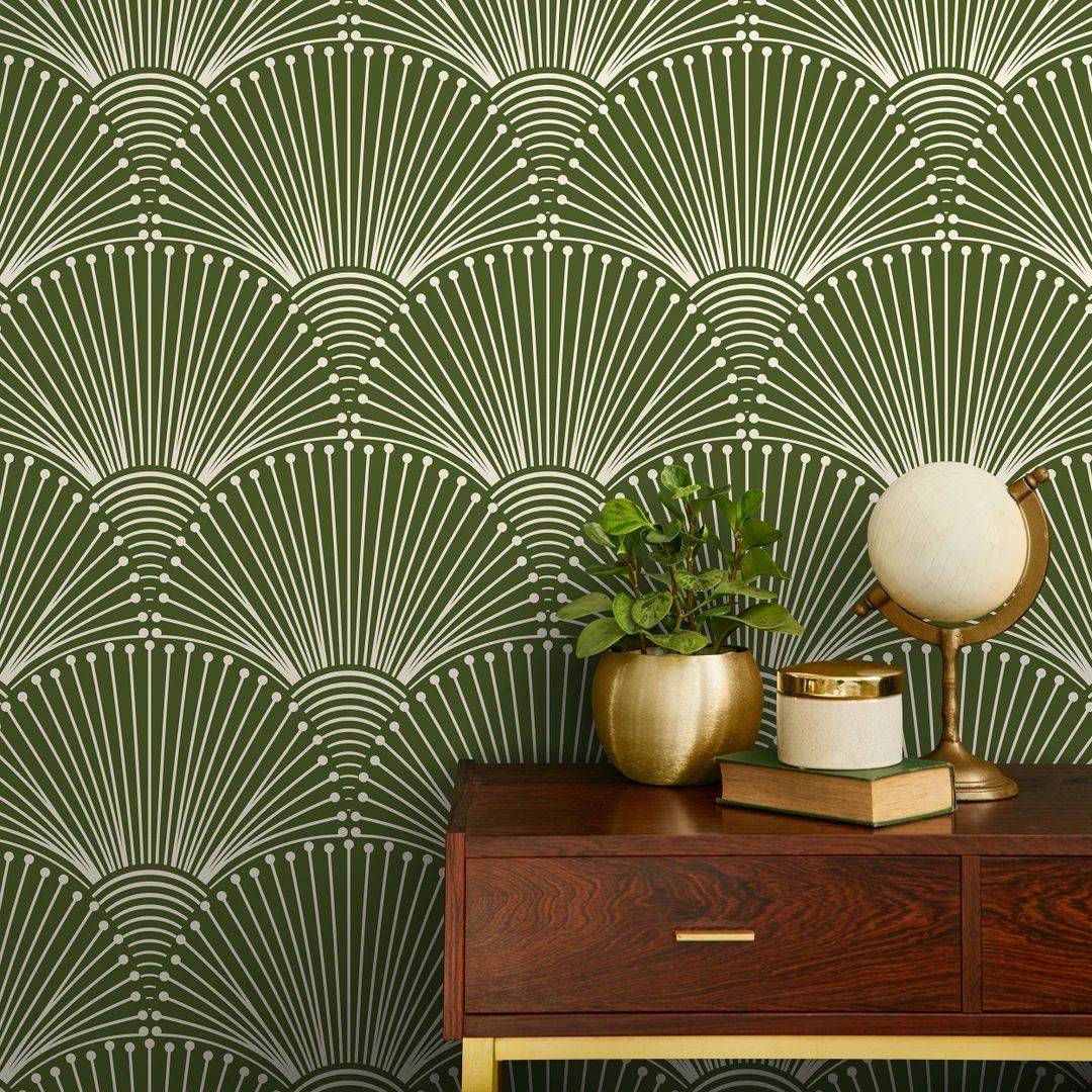 Green Modern Palms Wallpaper Peel and Stick and Traditional Wallpaper B936 - Etsy | Etsy (US)