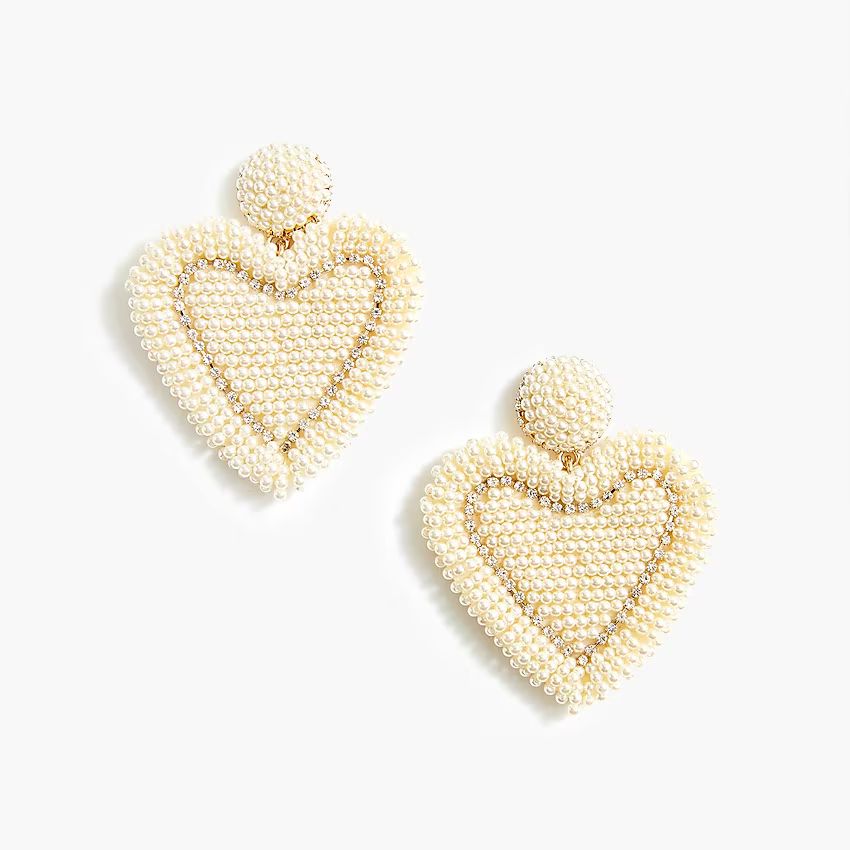 Beaded heart statement earrings | J.Crew Factory