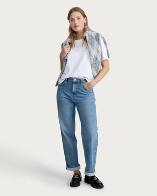 F&F High Rise Straight Leg Jeans in Blue | Tesco F&F