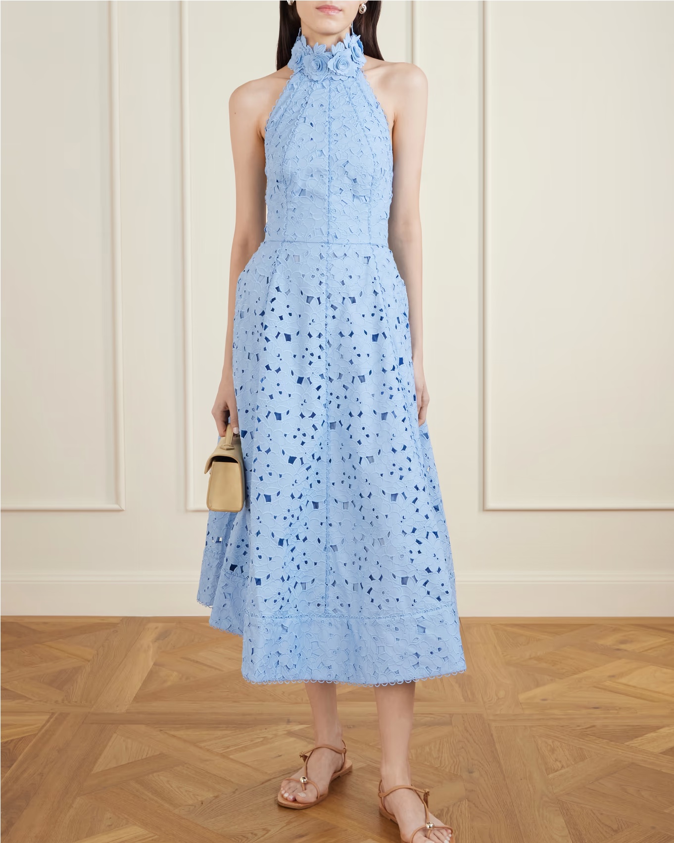 Gorgeous floral applique midi dress 😍 blue dress spring dresses spring wedding guest 