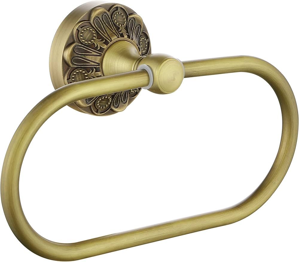 Antique Gold Towel Ring, Oval Hand Towel Holder Wall Mount, Vintage Decorative Bathroom Accessori... | Amazon (US)