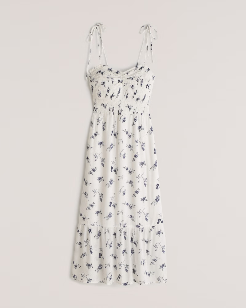 Tiered Smocked Midi Dress | Abercrombie & Fitch (US)