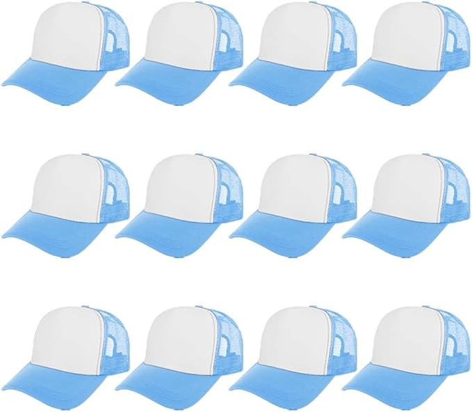 ZH 12 Pcs Sublimation Trucker Hats Blank Mesh Baseball Cap Polyester Bulk Mesh Trucker Hat for Me... | Amazon (US)