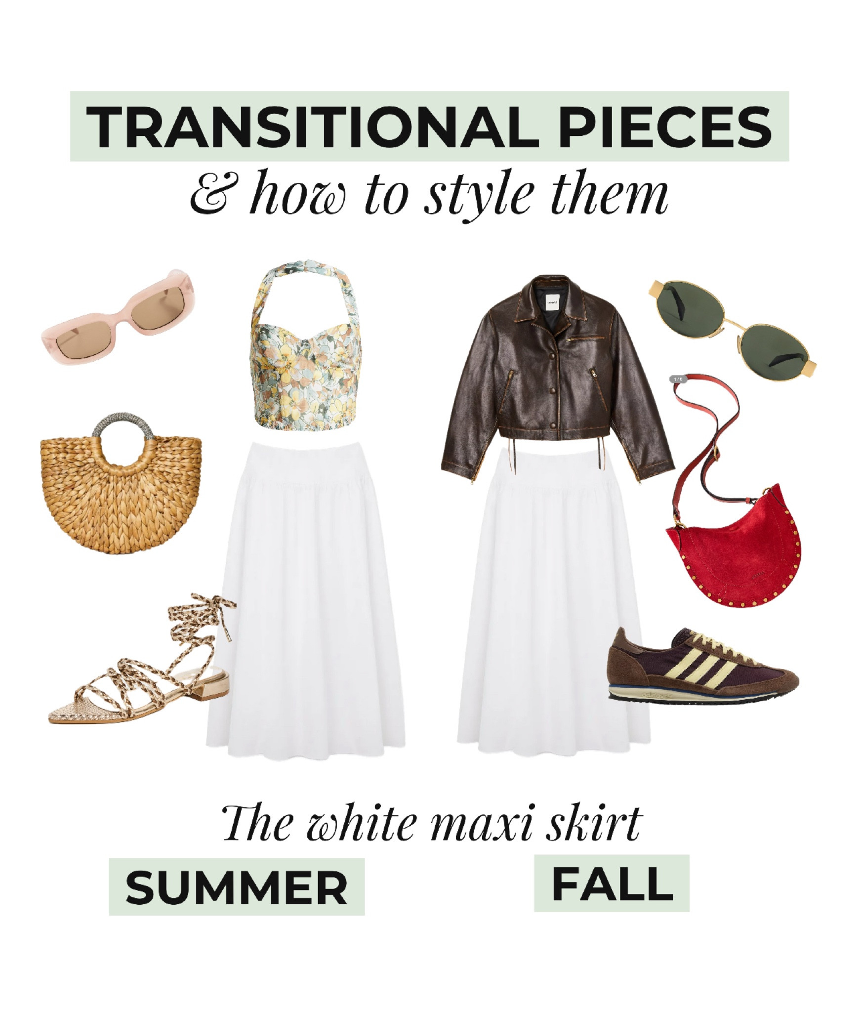 First in an upcoming series of transitional pieces and how to wear them! The white maxi skirt - whether you go drop waist or high waist - will carry you well through the fall season with a few stylistic changes  

#LTKStyleTip #LTKFindsUnder100 #LTKSeasonal