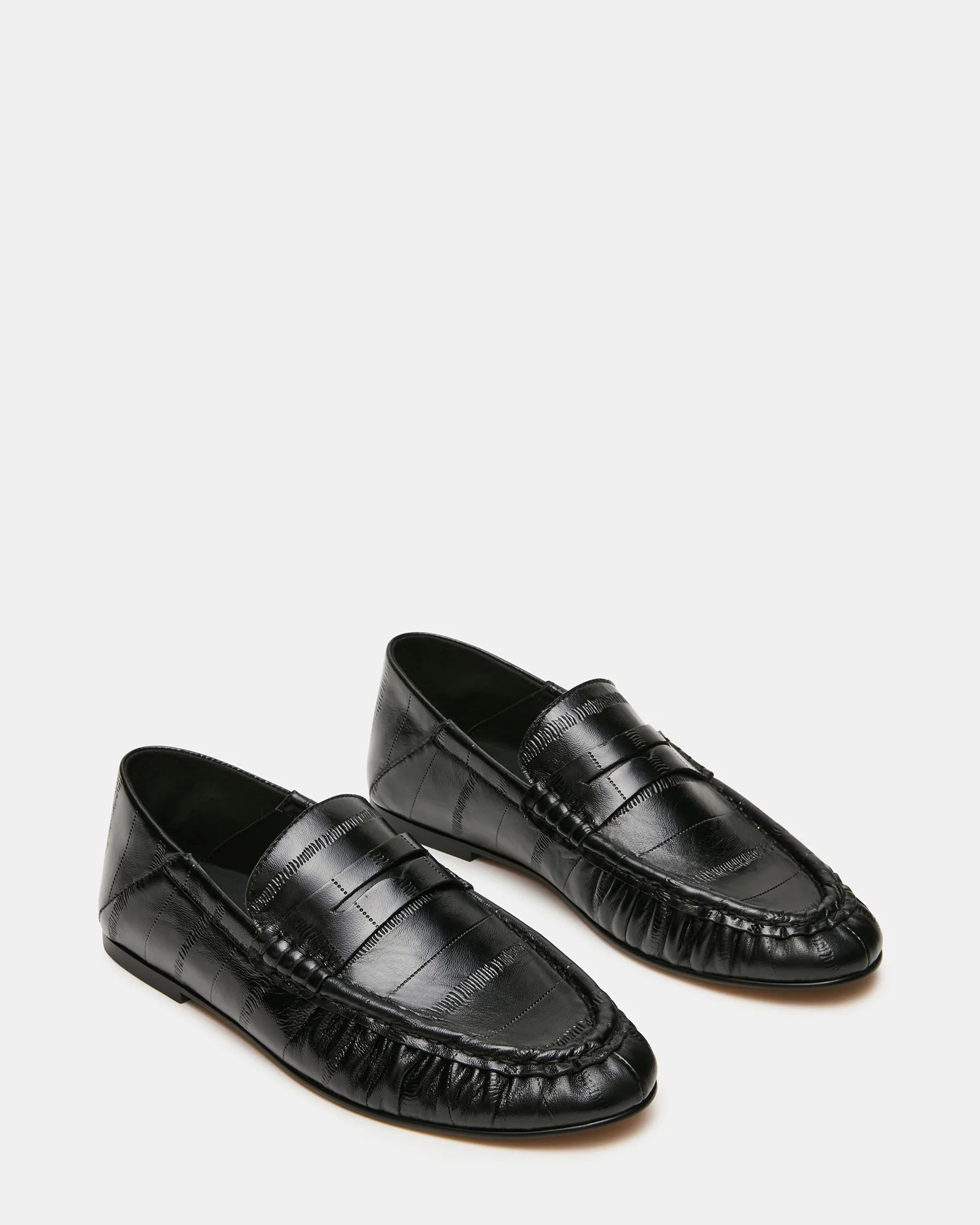 ROGER Black Eel Slip-On Women's Loafer | Steve Madden (US)