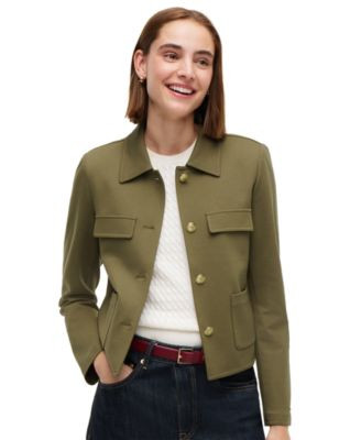 Tommy Hilfiger Women's Ponte Knit Band Collar Jacket - Utility Ol | Macy's