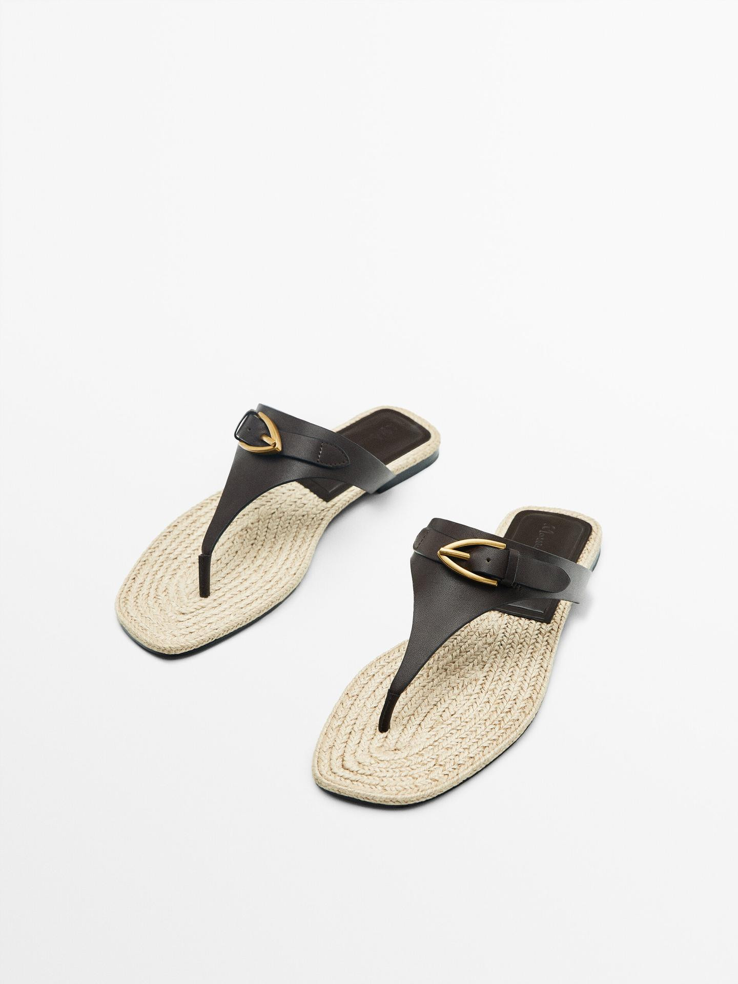 Flat jute sandals | Massimo Dutti US