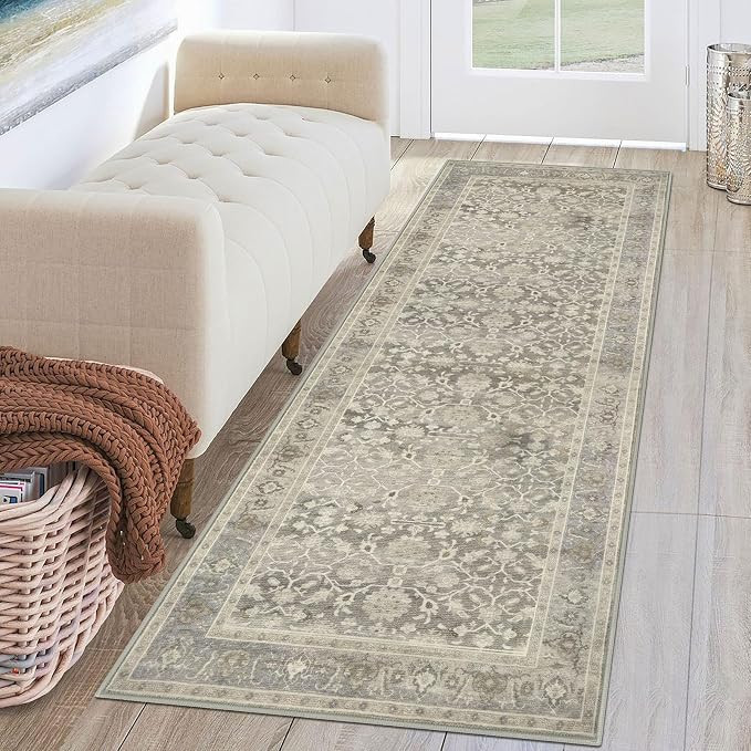 KUTA Vintage Washable Runner Rug 2x6 Beige Runners for Hallways | Non-Slip, Non-Shedding, Low Pil... | Amazon (US)