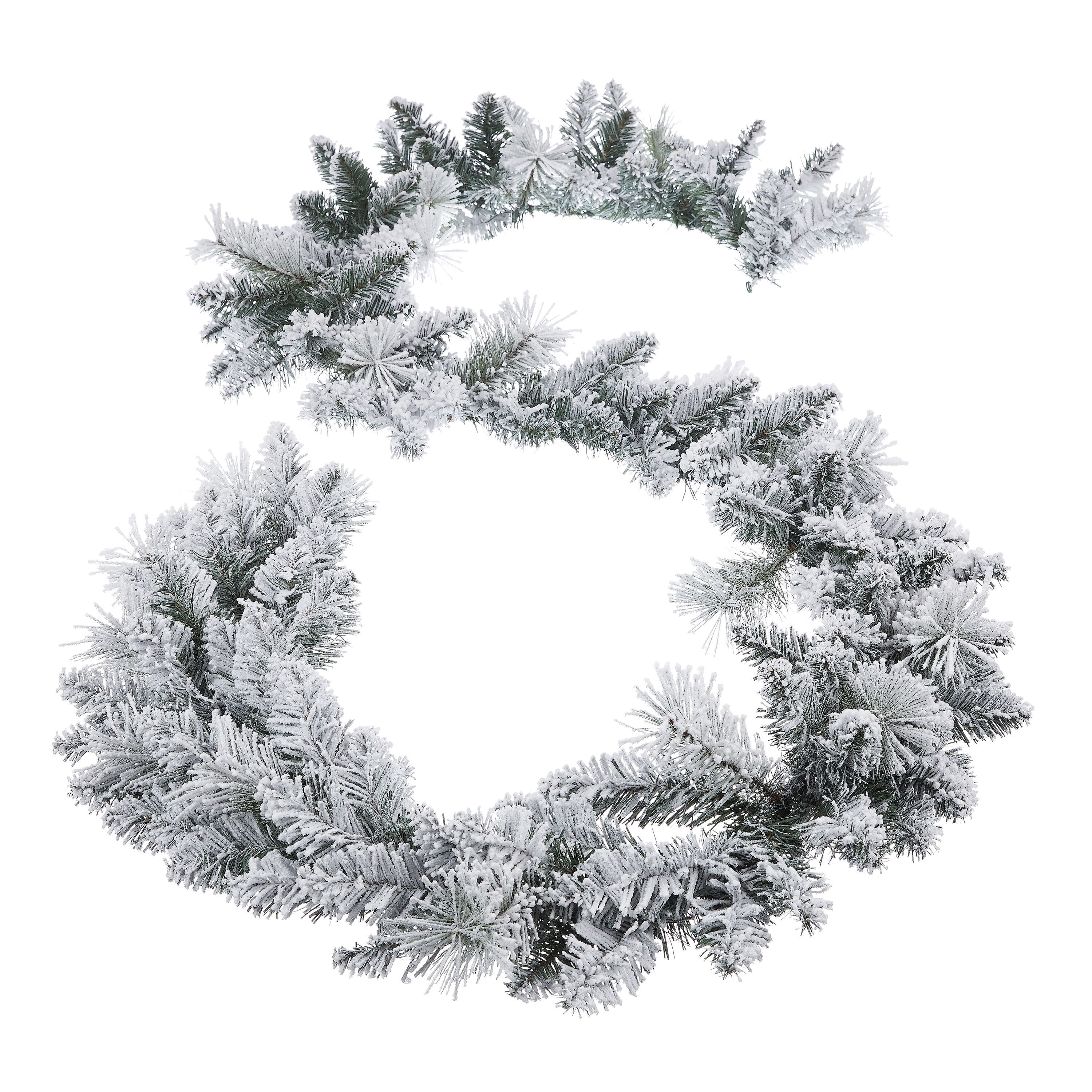 Holiday Time Winter Frost Flocked Pine and Pine Cone Garland, 9' | Walmart (US)