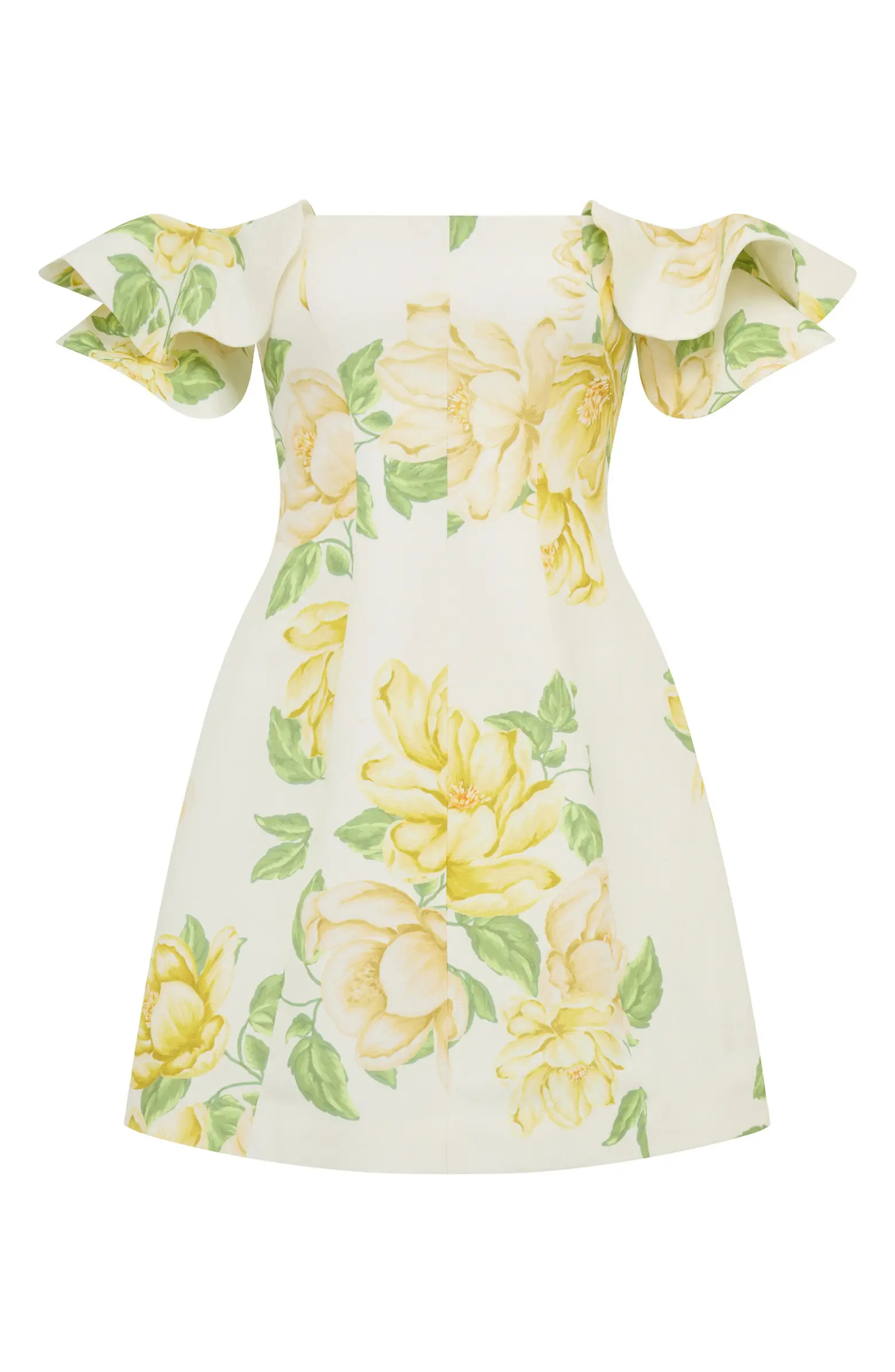 Kenzie Floral Off the Shoulder Linen Blend Minidress | Nordstrom