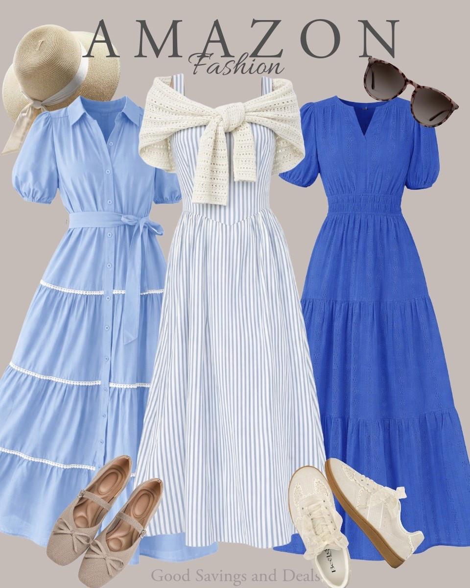 Women’s summer dresses. Blue and white fashion. Outfit ideas for her. Resort wear. Amazon fashion. 

#LTKootd #LTKSeasonal #LTKTravel