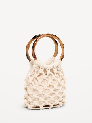 Macrame Ring Handle Bag | Old Navy (CA)