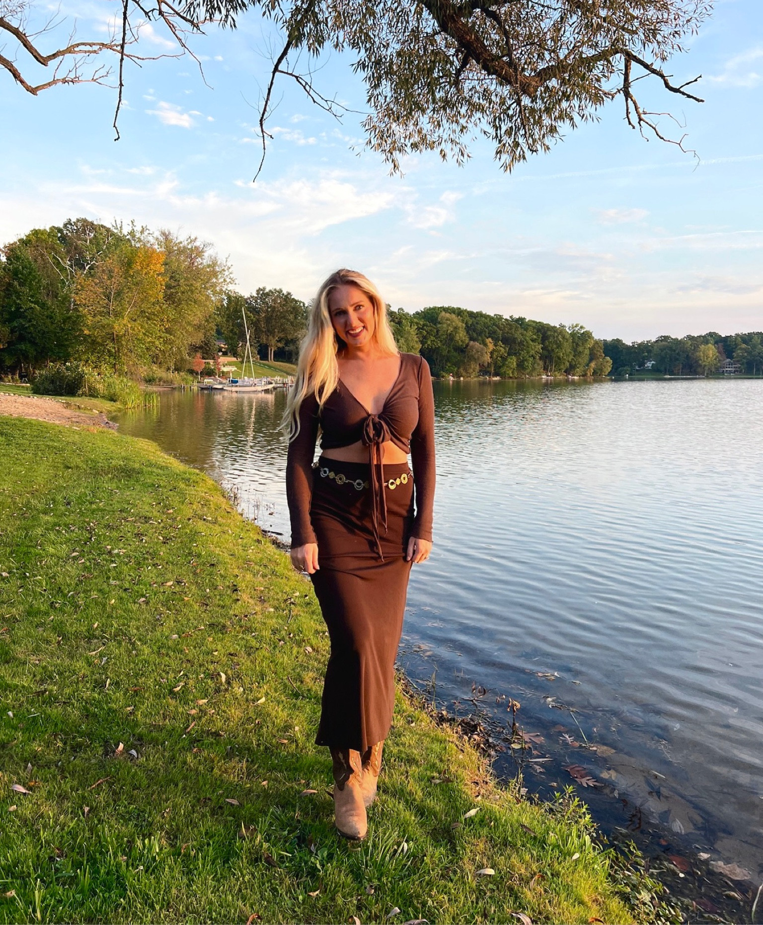 Fall fashion. Brown maxi skirt outfit. Brown set. Cowgirl boot outfit. 

#LTKstyletip #LTKsalealert #LTKSeasonal