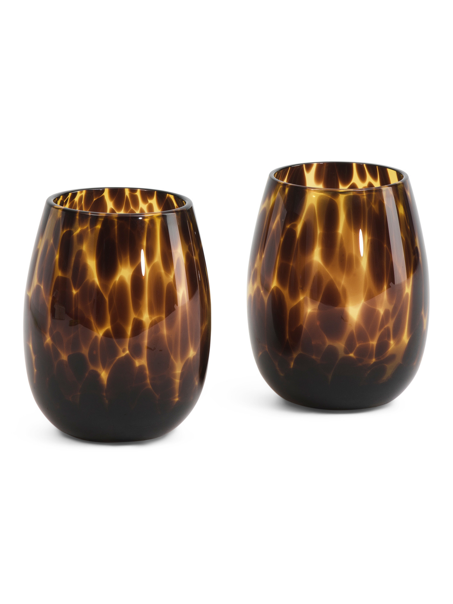 2pk Tortoise Stemless Wine Glasses | TJ Maxx