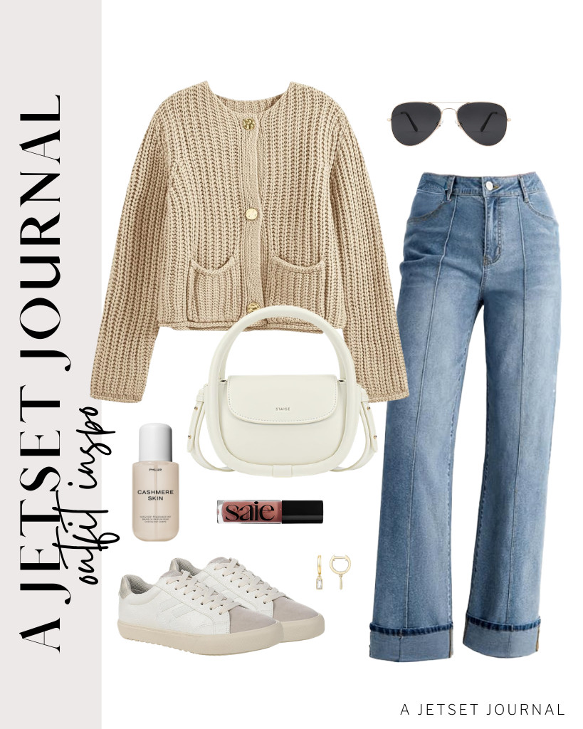 This chunky-knit button-down cardigan is super cozy! Throw it on with wide-leg cuffed jeans for a cute look. Dr. Scholl’s shoes are a perfect addition to this outfit. And to top it all off, use Saie Glossy Bounce Lip Gloss for a shiny finish. This outfit is perfect for a chill day out! 

 #LTKSeasonal #LTKSaleAlert #LTKTravel