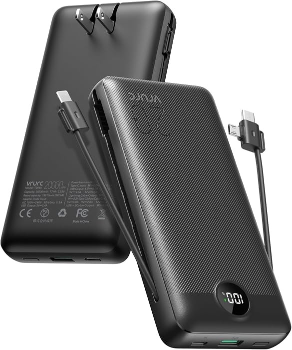 VRURC Portable Charger 20000mAh, Fast Charging Power Bank USB C,4 Output 2 Input Travel Essential... | Amazon (US)