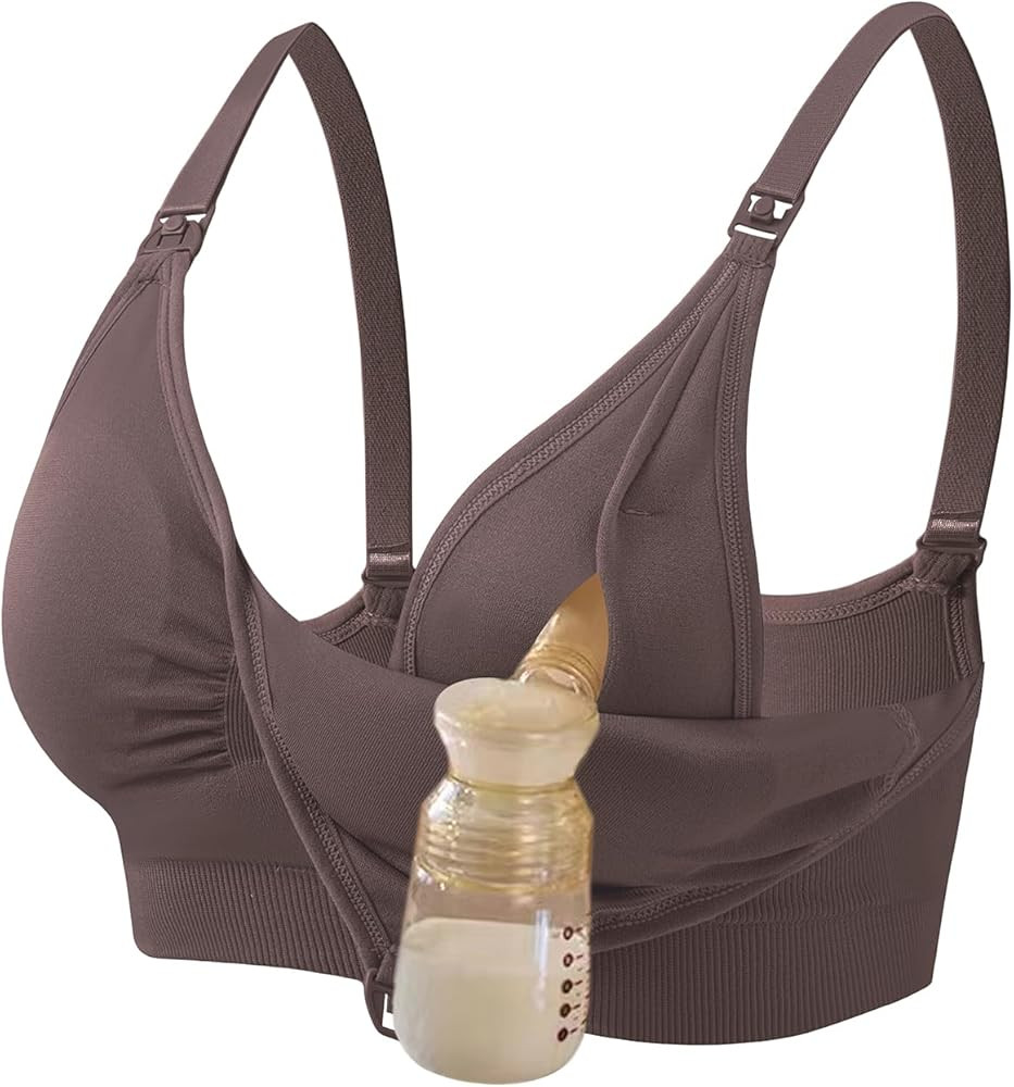 Nursing Bra with Easy-Access Clasps, Adjustable Straps,Pumping Hands Free Nursing Bra, Wearable B... | Amazon (US)
