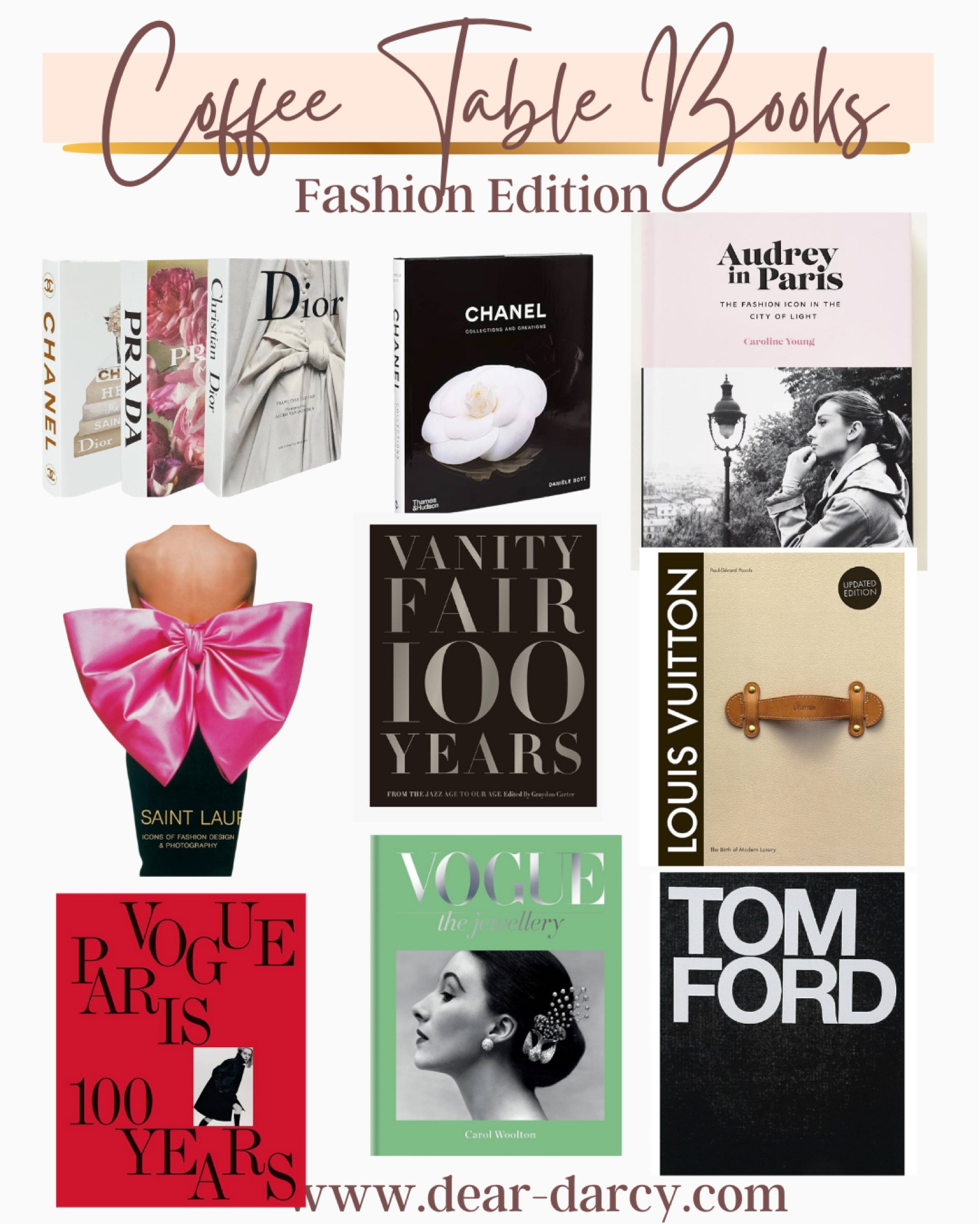 Book lovers
🚨Sale alert..several on sale as well

Coffee table books for the fashion lover

Not only are these books beautiful, and full of stunning designer and high end fashion from several well known designers.. there’s a lot of history and information you’ll love and learn from. 

These books are great to decorate with as well!  On shelves, coffee tables, entertainment and console tables. 
Even pretty in your closet  or on your dresser as part of a display 

Tom ford
Valentino
Dior
Louis  Vuitton
Audrey Hepburn
Chanel 
100 years of fashion



#LTKStyleTip #LTKSaleAlert #LTKHome