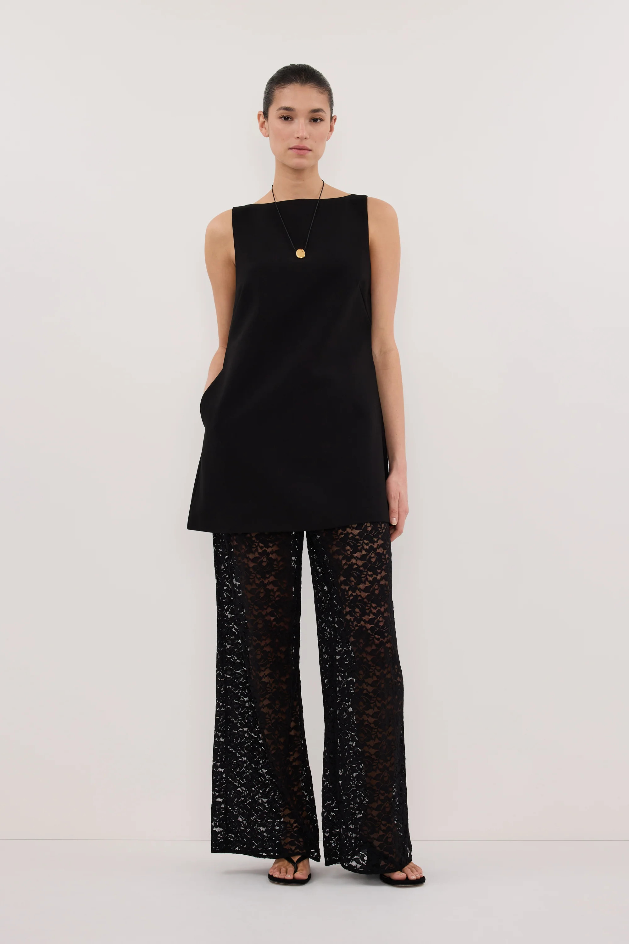 ROWIE BLACK BOAT NECK TUNIC | DISSH