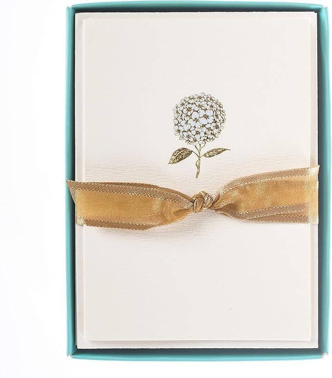 "Graphique Hydrangea La Petite Presse Boxed Notecards - 10 Embellished Gold Foil Blank Cards with... | Amazon (US)