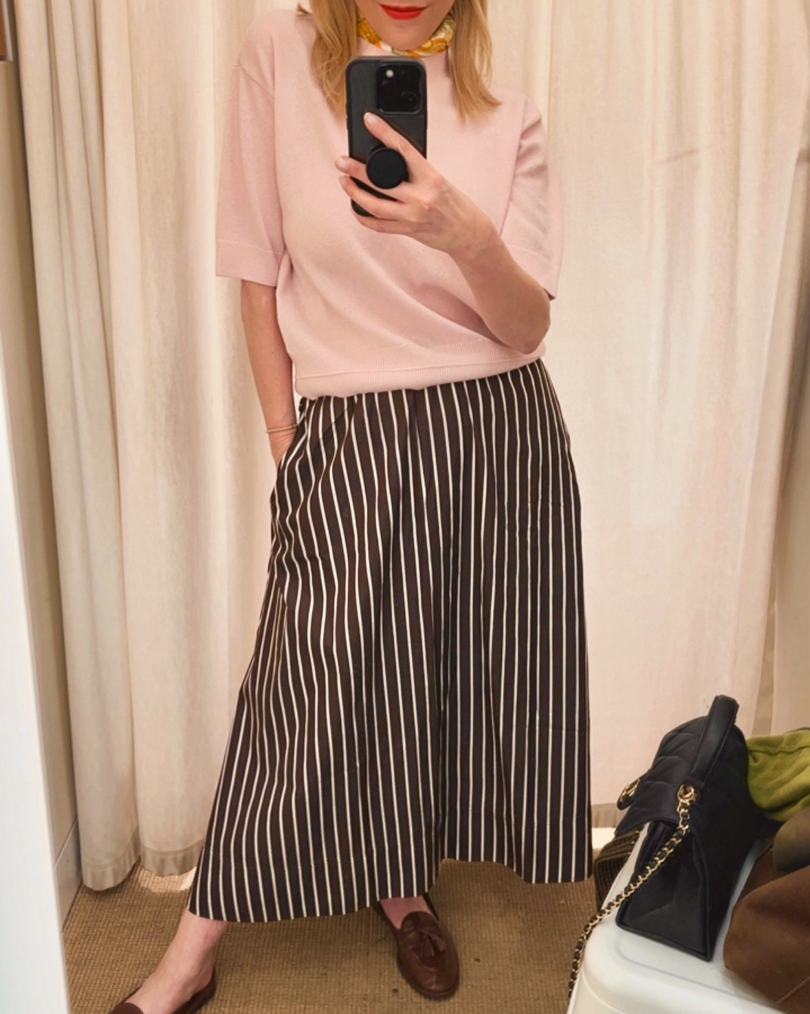 Cashmere tee & poplin skirt. Bought the skirt. So easy with a tee & cardigan. 

#LTKPetite #LTKootd