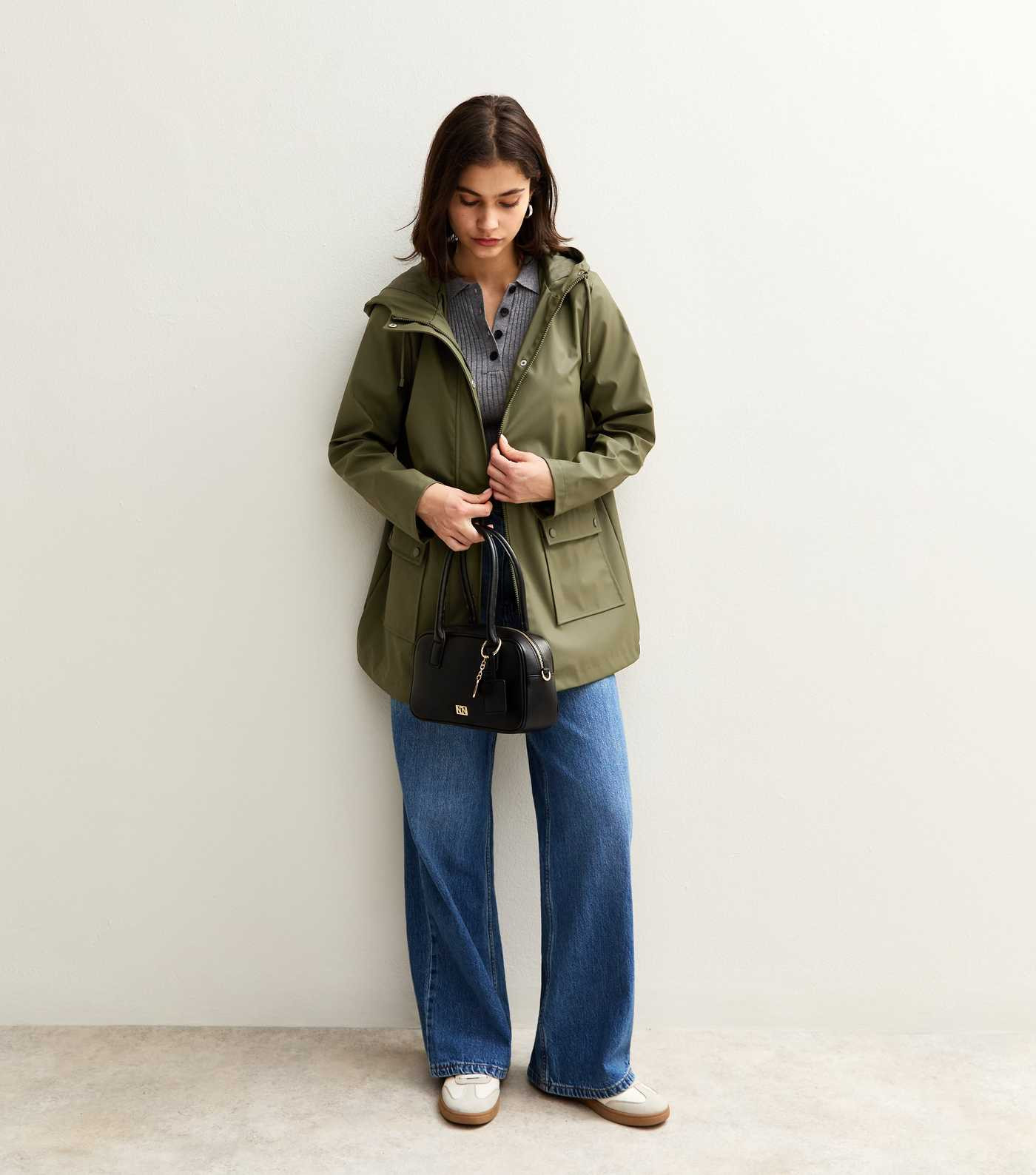 Dark Khaki Shower Resistant Lined Anorak Raincoat | New Look | New Look (UK)